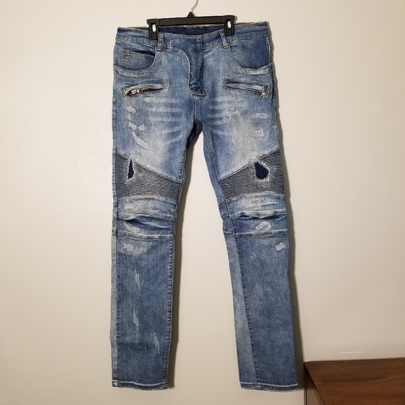 Balmain Other - Balmain Distressed Biker Denim Jeans